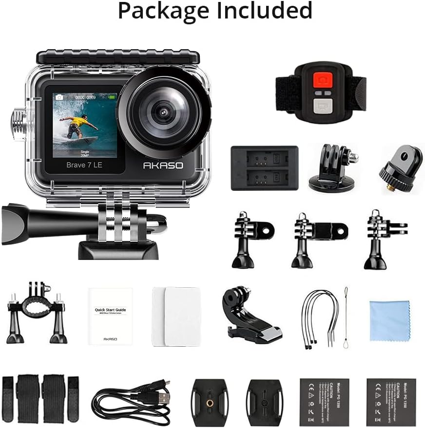 4K30FPS 20MP WiFi Action Camera with Touch Screen EIS 2.0 Remote Control 131 Feet Underwater Camera with 2X 1350mAh Batteries F6568
