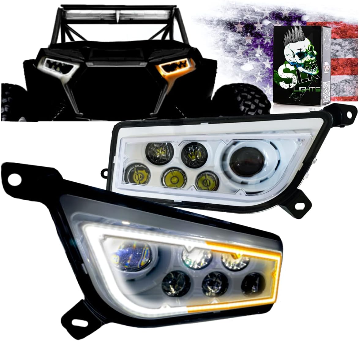 Red Razor RZR LED Headlight Halo Turn Signal Kit H380757