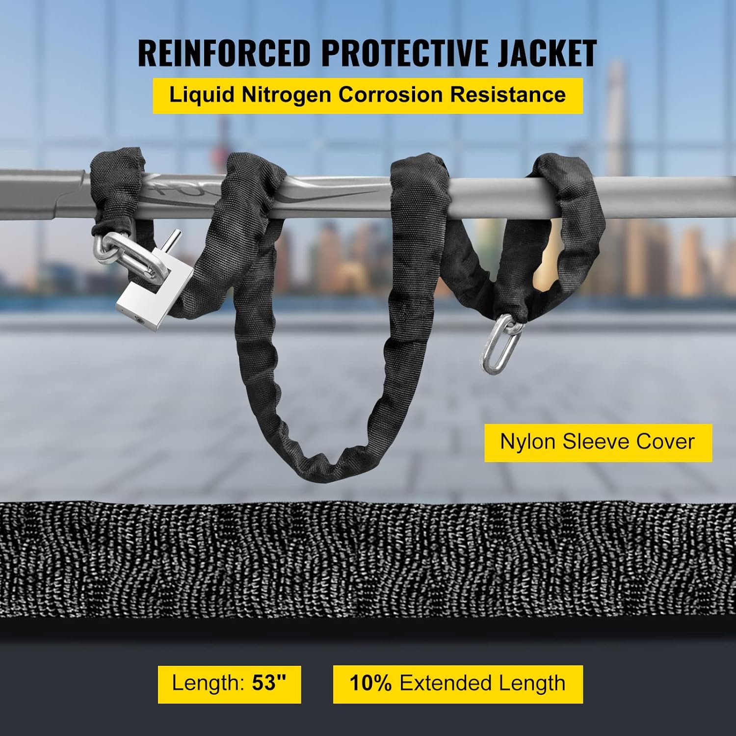 Heavy Duty Case-Hardened Chain and Lock Kit with 3 Keys I195935