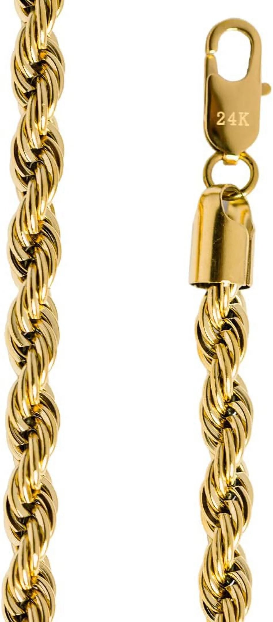 24k Gold Plated Rope Chain Necklace G7545