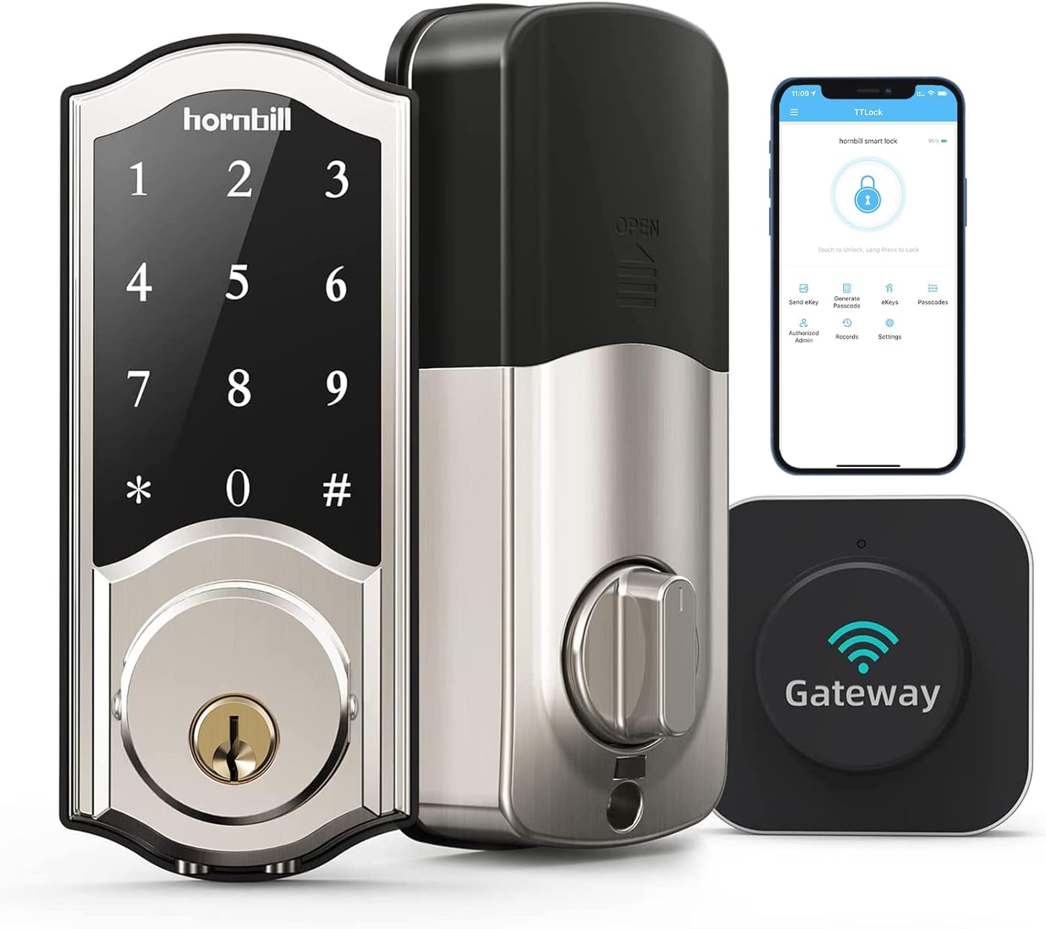 Smart Locks Deadbolt with Keypad, Bluetooth Electronic Touchscreen Auto Code Lock Y39447