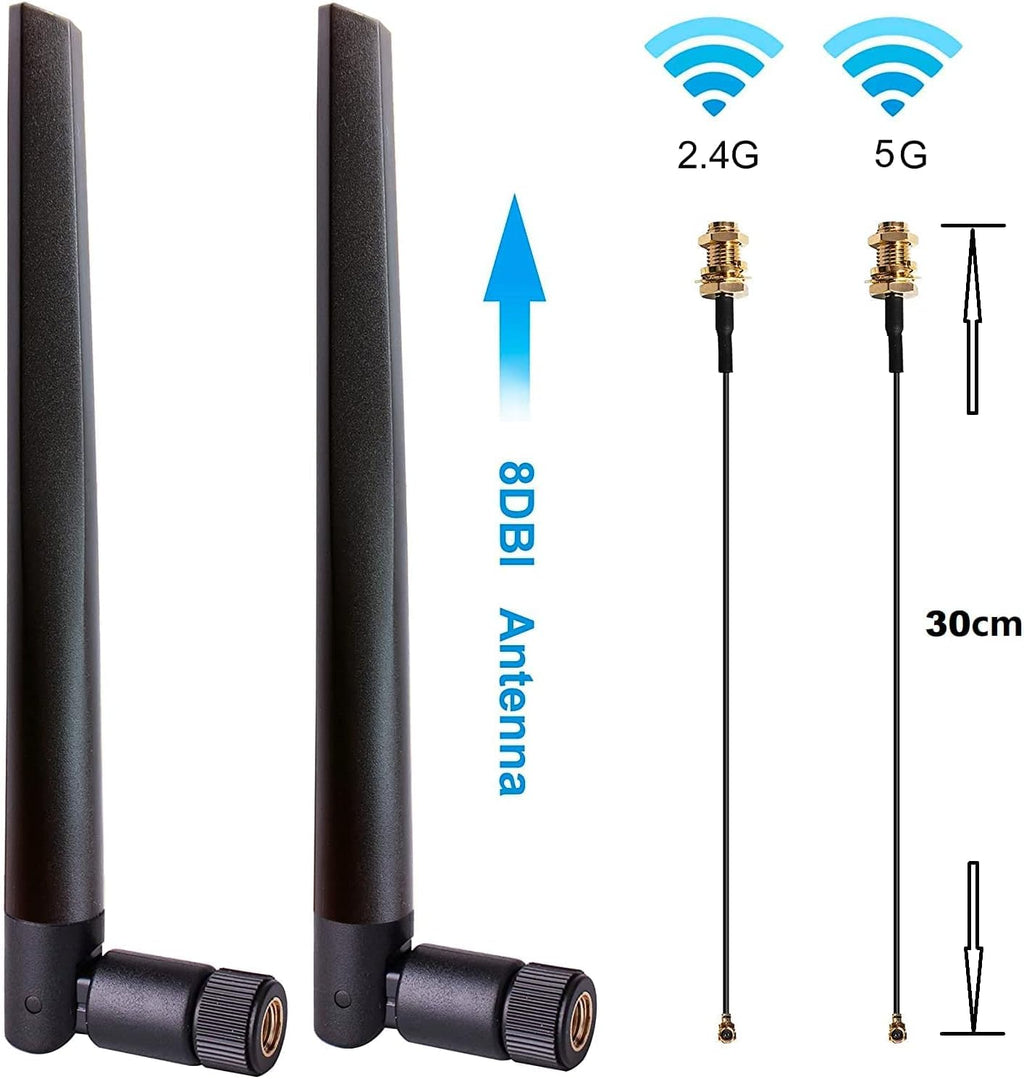 WiFi 6E Desktop Kit, AX210, 2230, 2x2 AX+BT 5.2, Tri-Band, 5dBi Antennas and Brackets Pack of 2 X82317