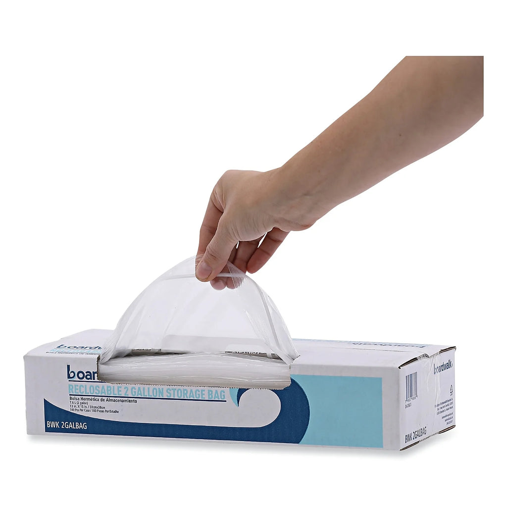 Reclosable Food Storage Bags, 2 gal, Clear, 100/Box X2553