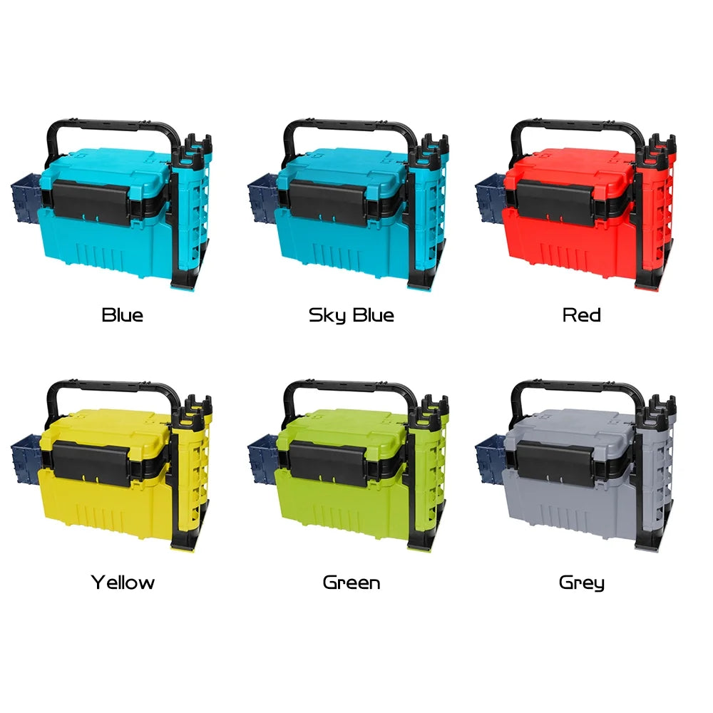 Fishing Box Case with Bottle Holder and Rod Stand Tubes L394
