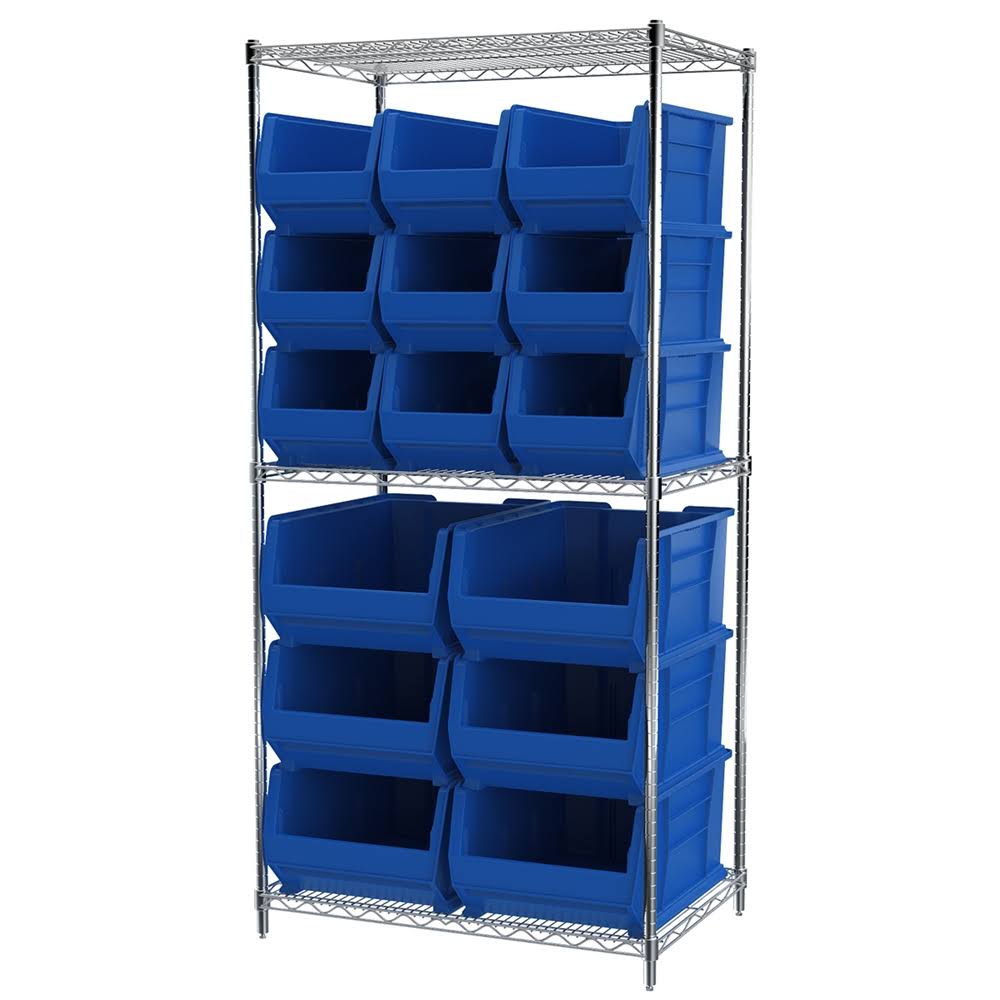Yellow Wire Shelving with 12 Bins I610036