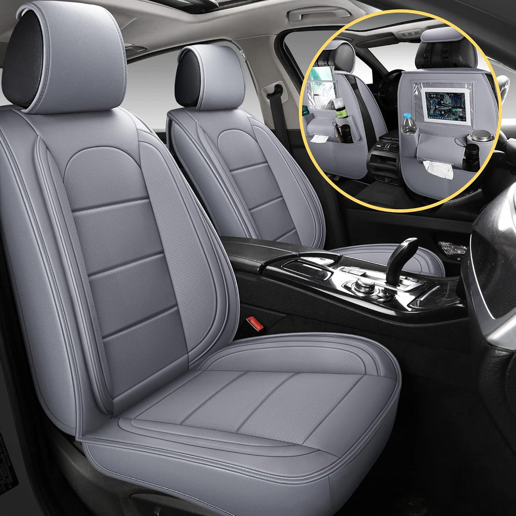 Black&Grey Leather Car Seat Covers Full Set H978895