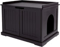 Gray Wooden Cat Litter Box Cover Storage Bench K9827