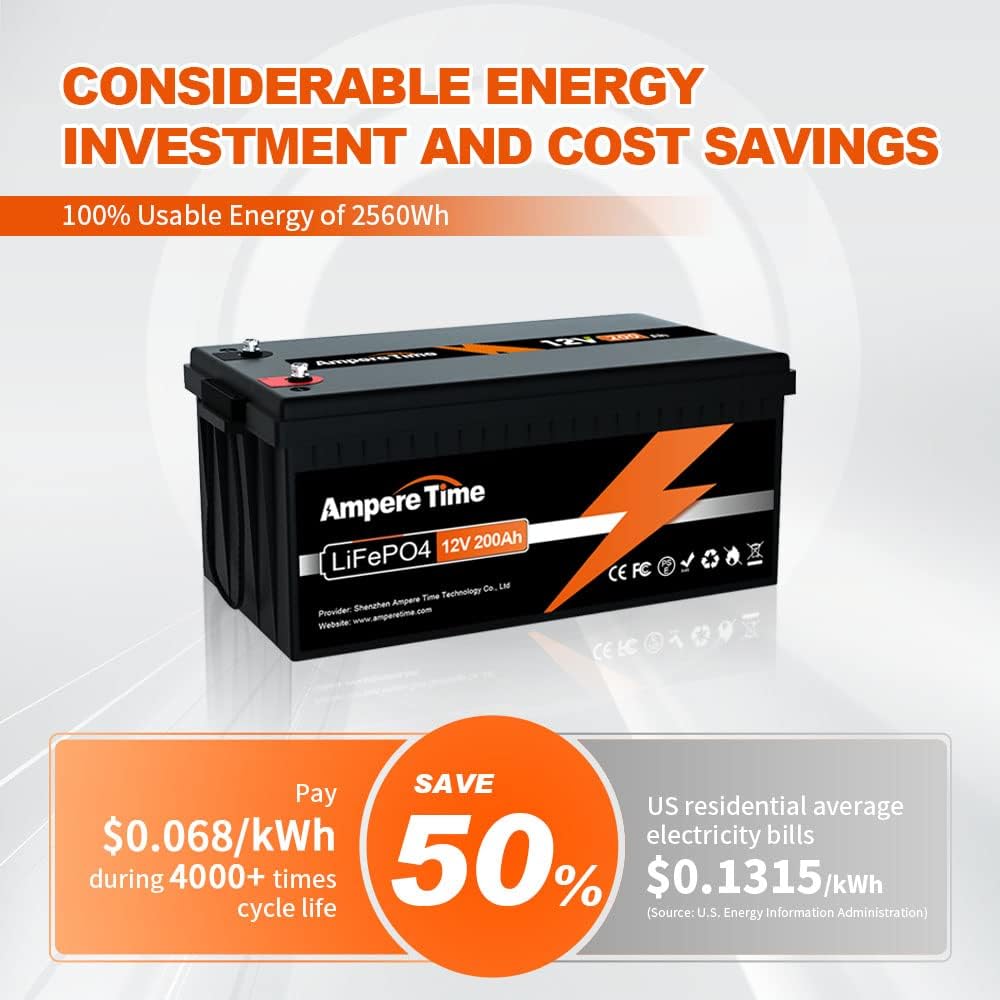 12V 50Ah LiFePO4 Battery with 14.6V 10A Lithium Battery Charger, 50A BMS W889507