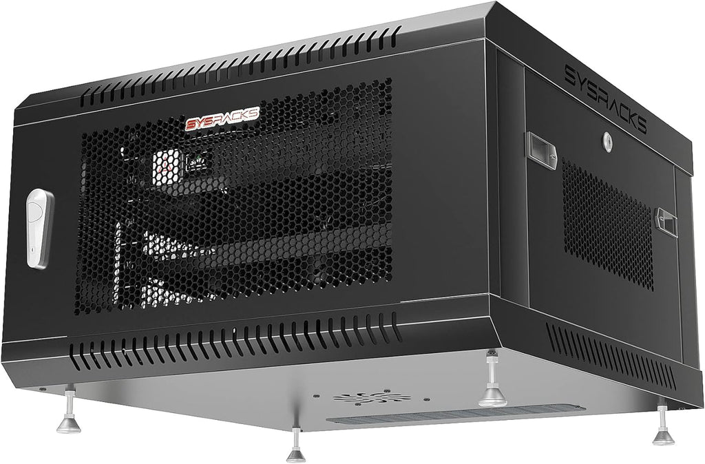 6 U Locking Wall Mount Server Rack Enclosure with Casters and Shelf Q558