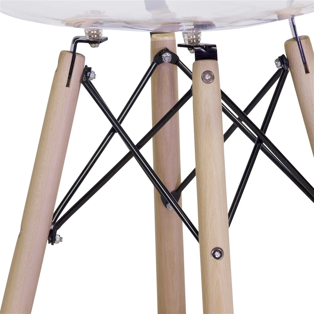 Clear Counter Stool with Wooden Dowel Base K46123