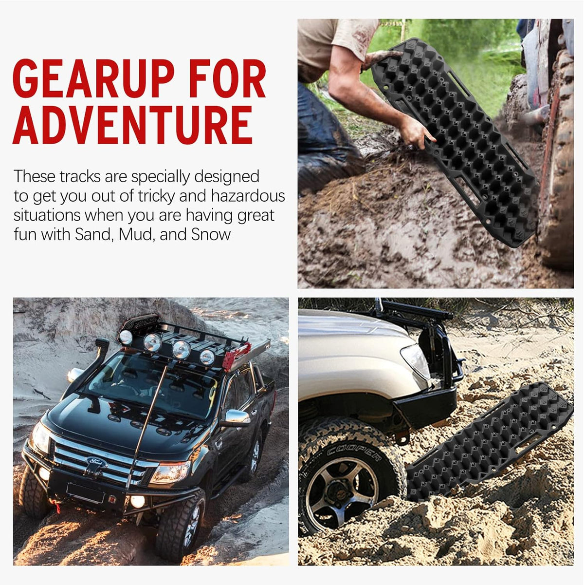 Black Off-Road Traction Boards Pair Recovery Tracks X156890