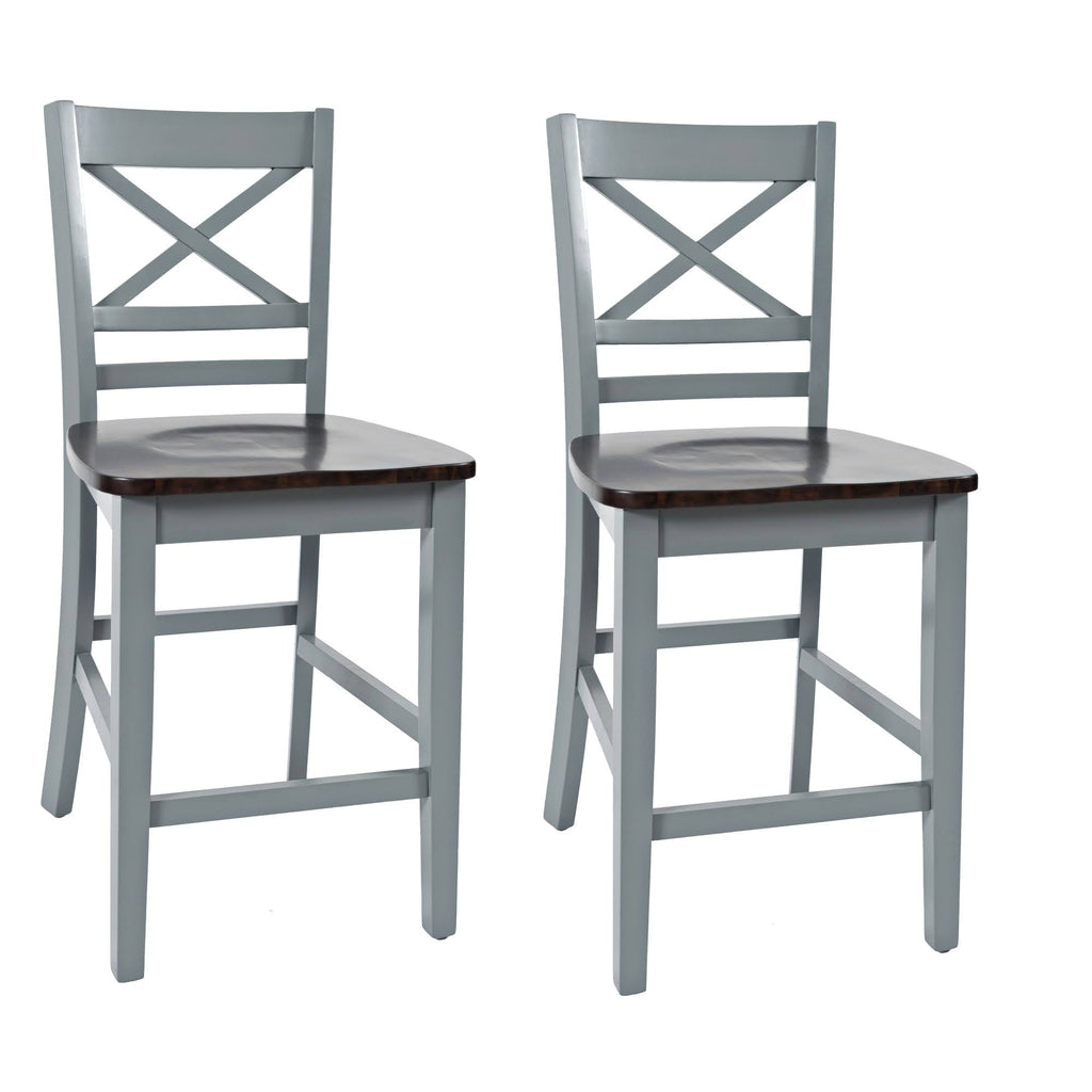 Counter Height Stool, Set of 2, Brown and Gray E710