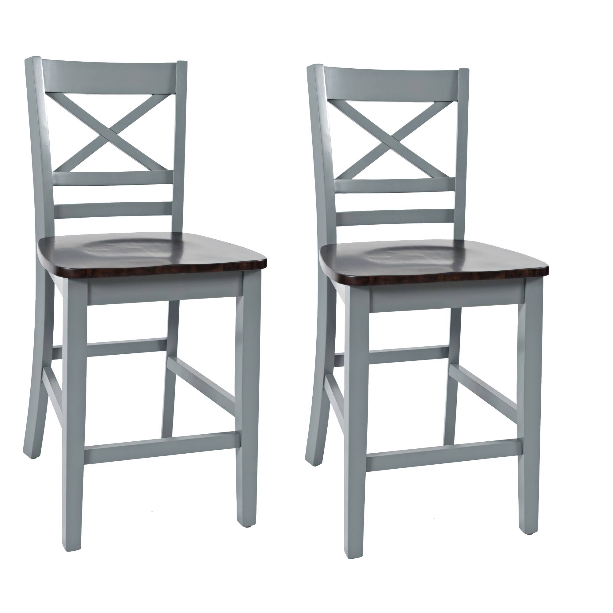 Counter Height Stool, Set of 2, Brown and Gray E710