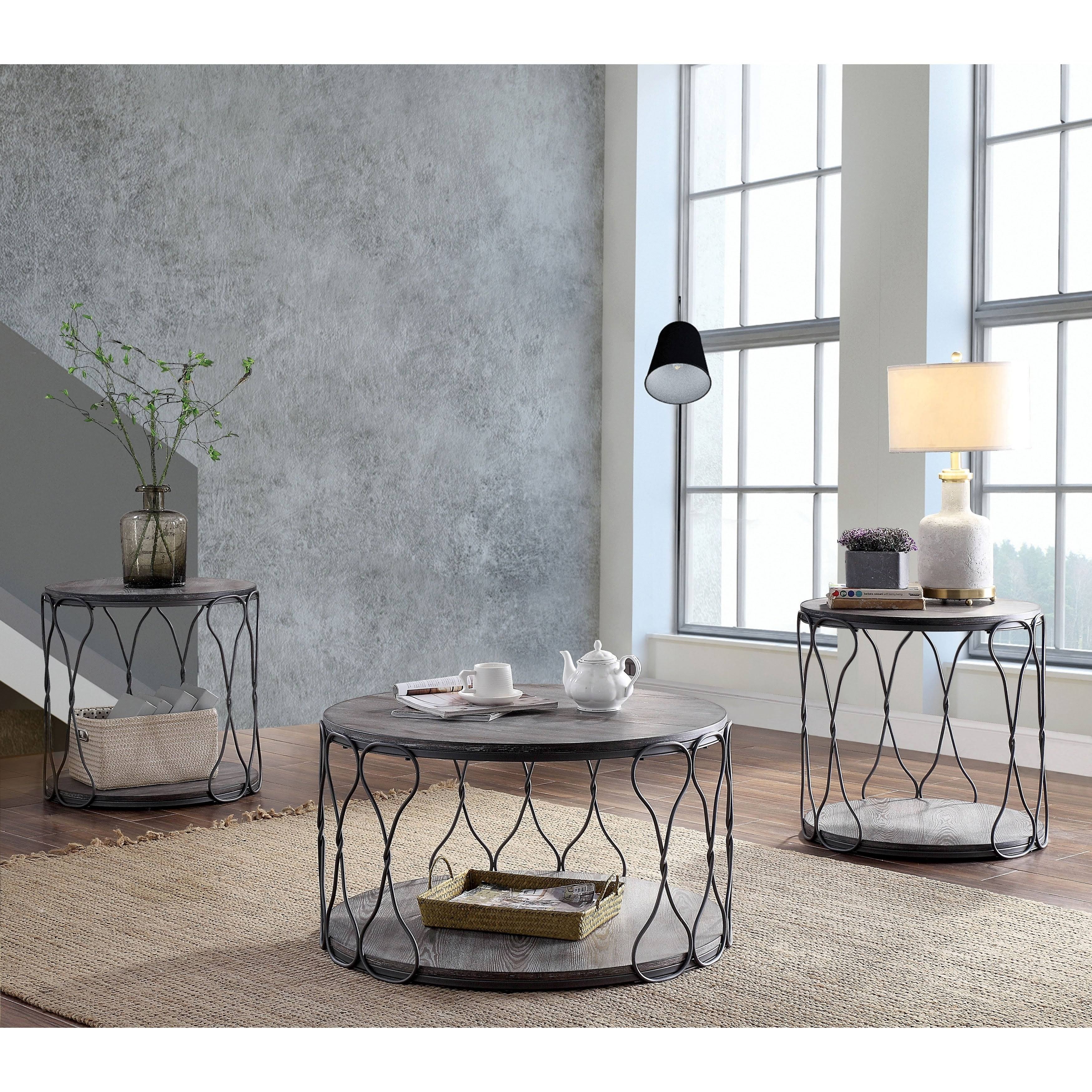 Rustic Grey Metal Round Coffee Table N20099