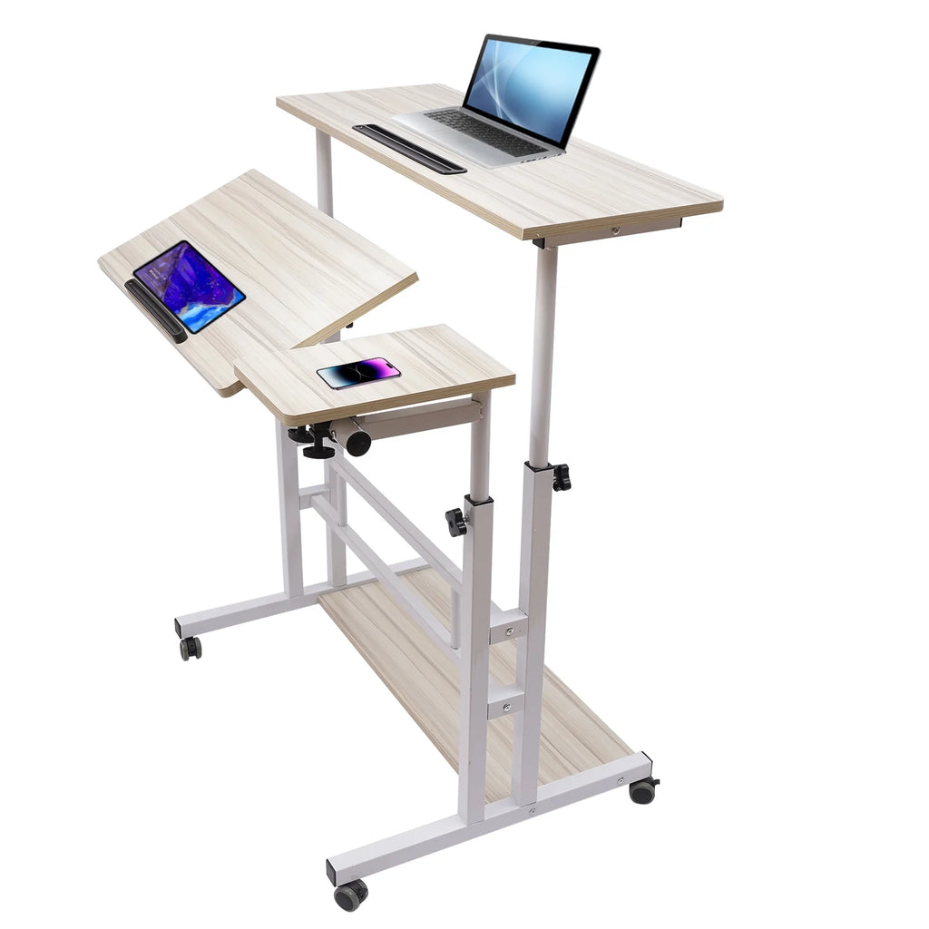 Adjustable Mobile Stand Up Desk with Footrest W621