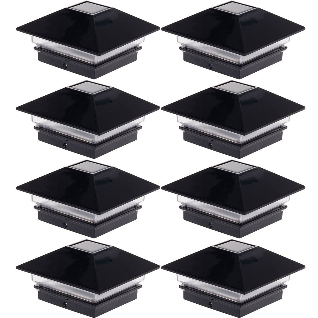 8 Pack Low Profile LED Solar Post Cap Lights for 4 x 4 Wood Posts Black R787628