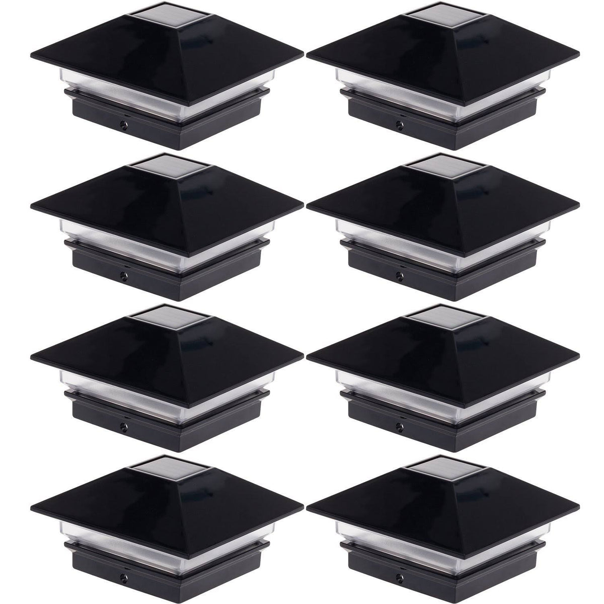 8 Pack Low Profile LED Solar Post Cap Lights for 4 x 4 Wood Posts Black R787628