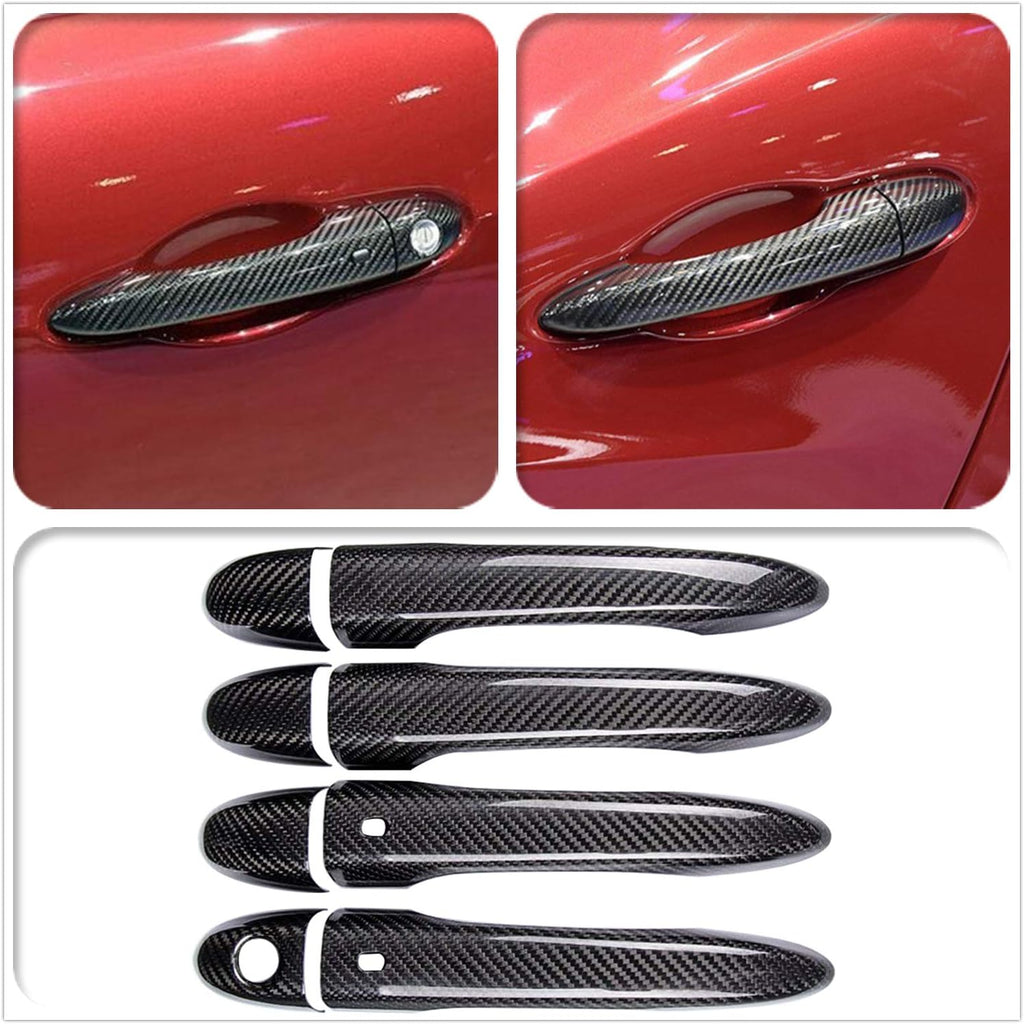 ABS Black Carbon Fiber Look Door Handle Cover Trim R4974