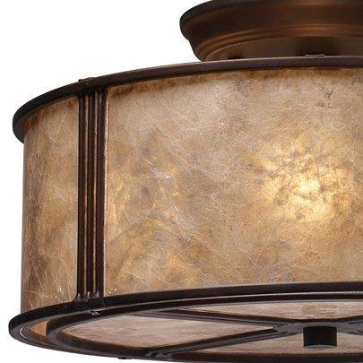 3-Light Semi-Flush in Aged Bronze & Tan Mica Shade S721