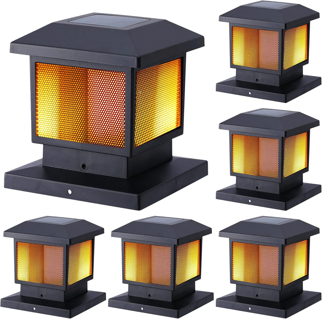 6 Pack Solar Post Cap Lights for 4x4 5x5 6x6 Wood Posts T466