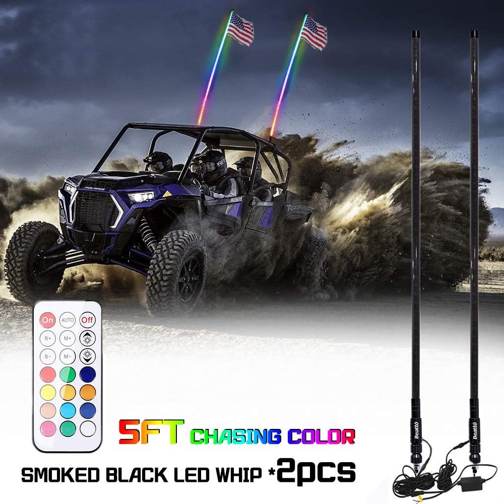 Smoked Black RGB LED Whips Light Pack of 2 T55194