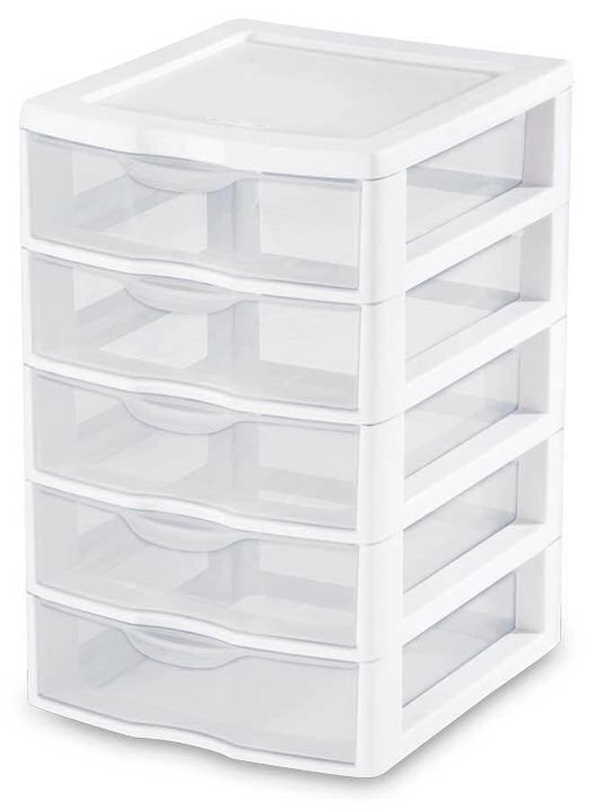 White 5 Drawer Plastic Desktop Storage Unit 12 Pack I354010