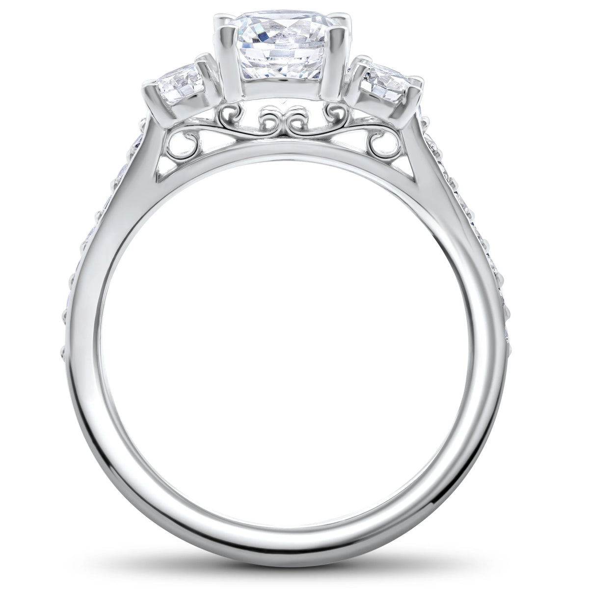 14k White Gold 3-Stone Lab Grown Diamond Engagement Ring K74278