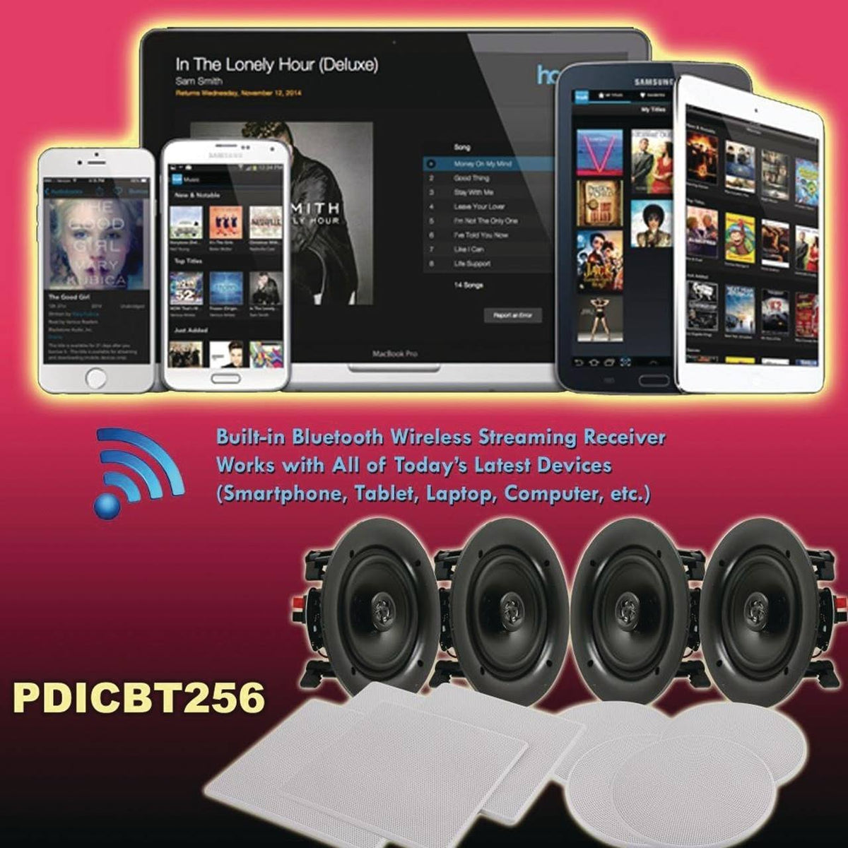 4 Pk Bluetooth Ceiling-Wall Speakers S8595
