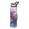 Purple and Blue Marble 32oz Tritan Leakproof Water Bottle with Straw A594