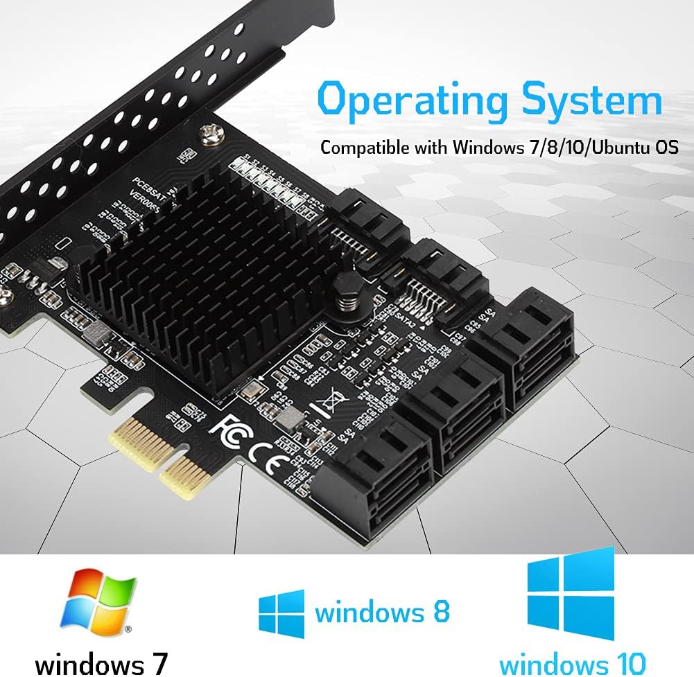 PCI-E to SATA 3.0 8 Ports Adapter Card with Driver Disc Q56412