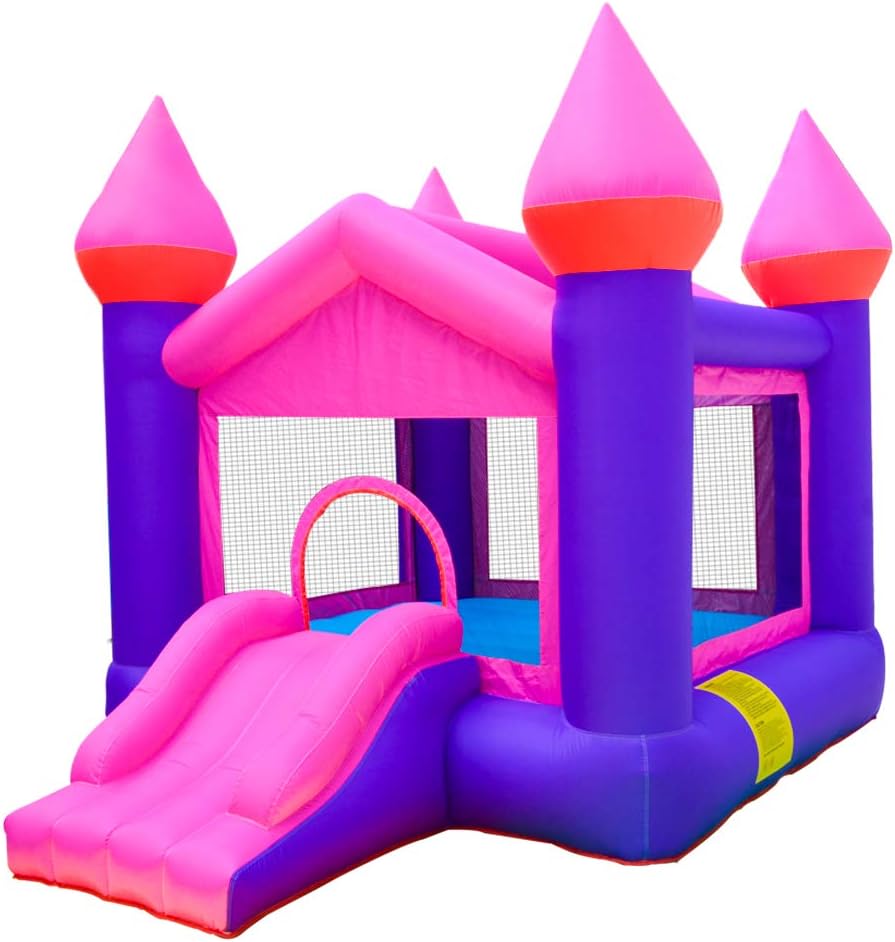 Inflatable Pink Bouncy Castle House with Air Blower W6939