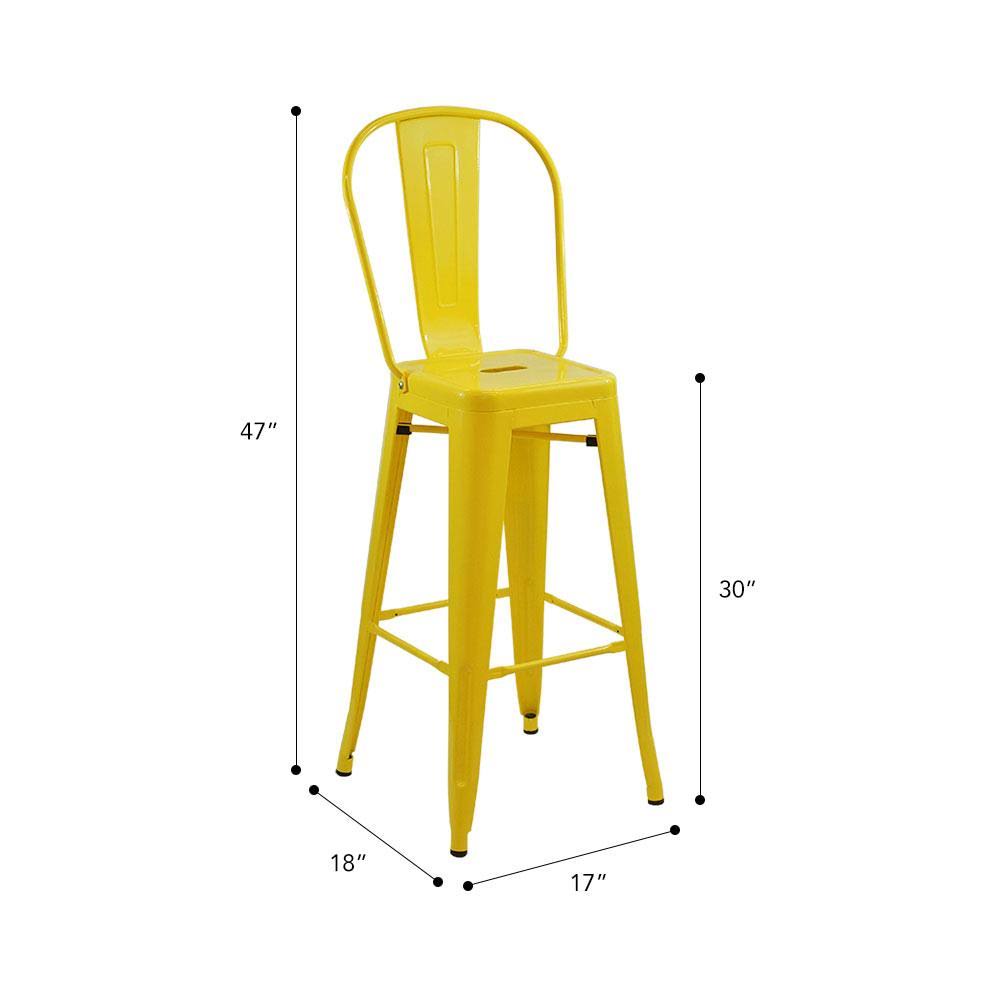 Gray Bar Stool with High Back, 17 W x 18 D x 47 H F8518