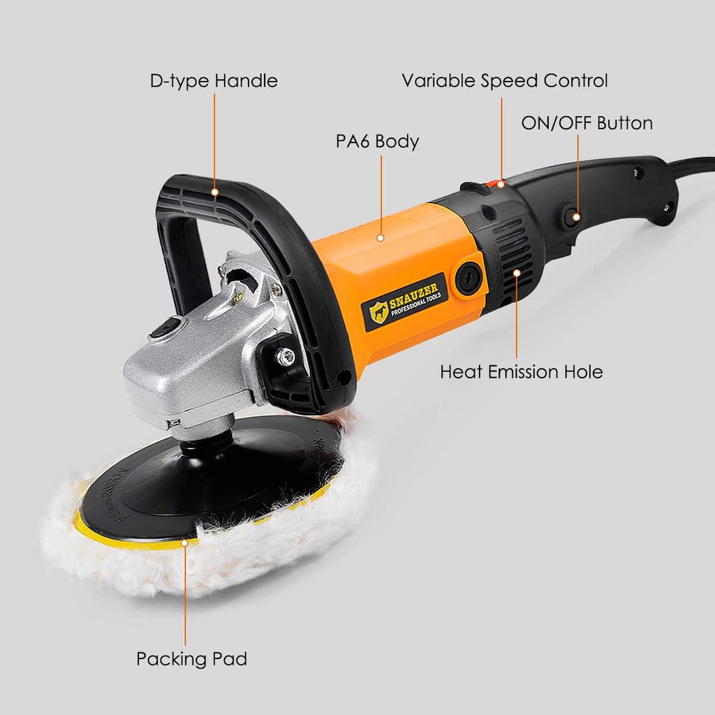 Electric Car Polisher 6-Speed Rotary Polisher 7 Buffer Sander with Bonnet Pad, 10Amp H692652
