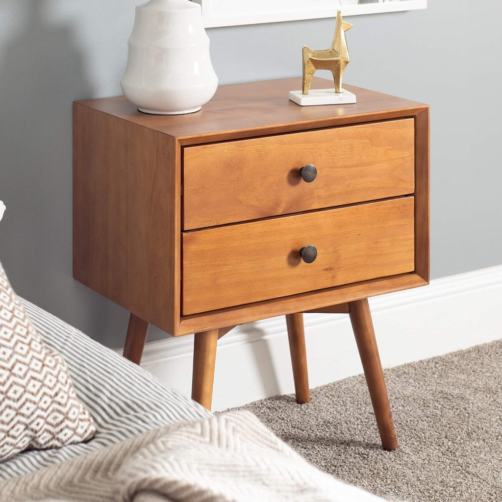Caramel 2 Drawer Wood Nightstand H474