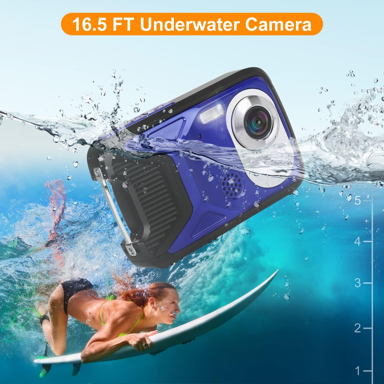 Waterproof Digital Camera 16MP HD 1080P Underwater Camera with Rechargeable Battery S777