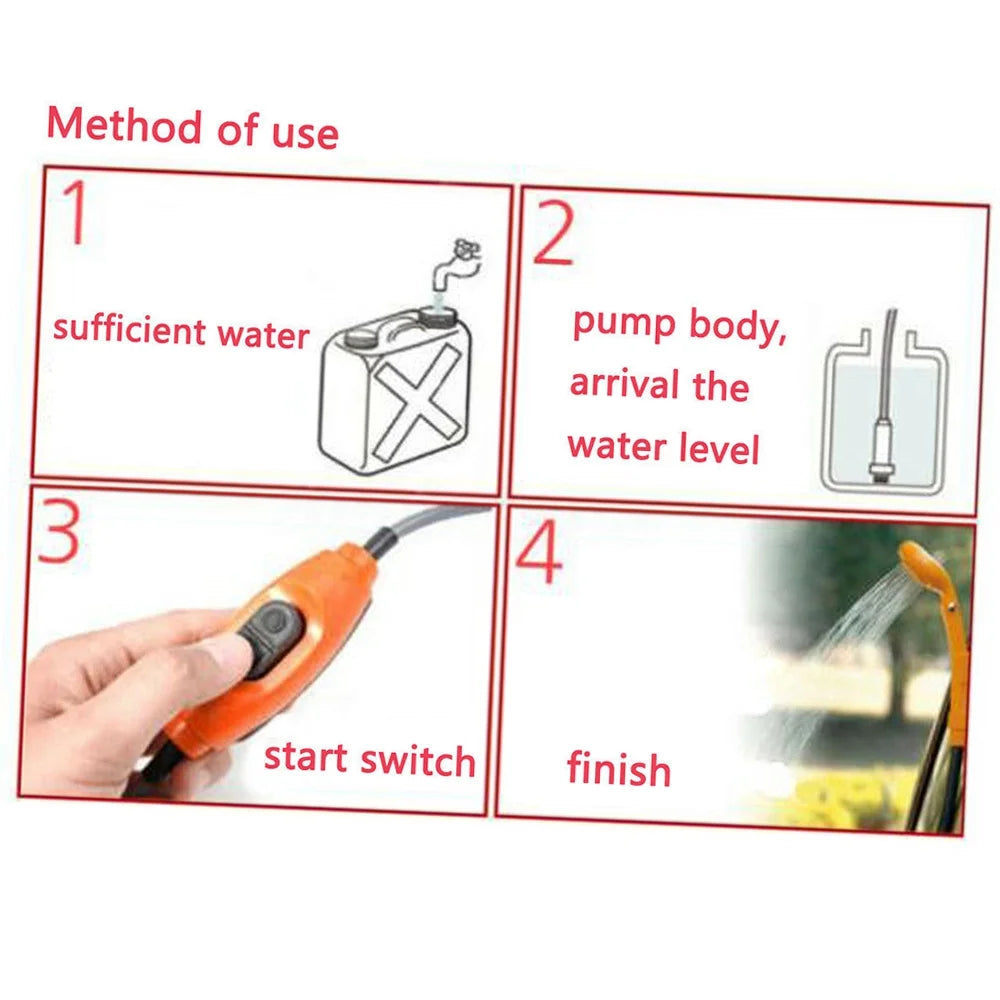 Portable Shower Kit with Pump, 6 Meter Cable, Max 2.5L Per Minute H337290