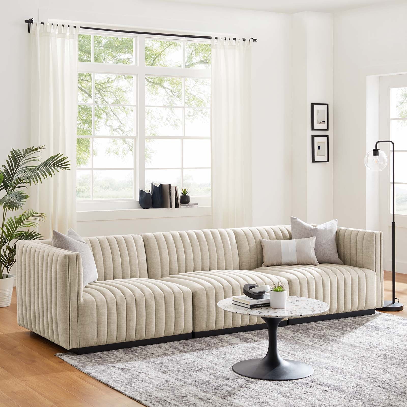 Tufted Upholstered Fabric Sofa C5216