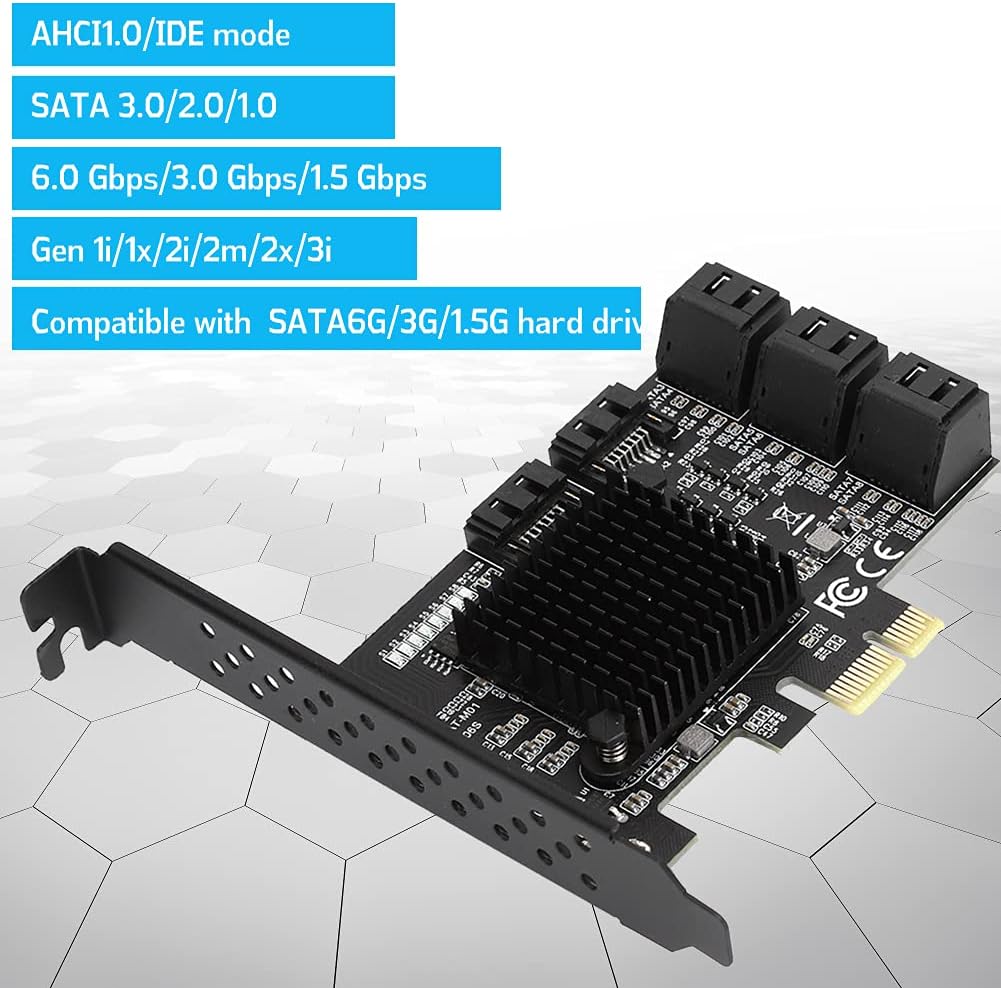 PCI-E to SATA 3.0 8 Ports Adapter Card with Driver Disc Q56412
