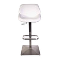White Faux-Leather Brushed Stainless Steel Adjustable Height Swivel Bar Stool X8443