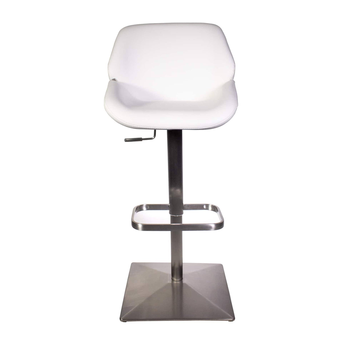 White Faux-Leather Brushed Stainless Steel Adjustable Height Swivel Bar Stool X8443