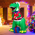 6FT Inflatable Christmas Dinosaur Decoration with LED Lights & Gift Box M74534