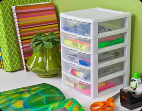 White 5 Drawer Plastic Desktop Storage Unit 12 Pack I354010