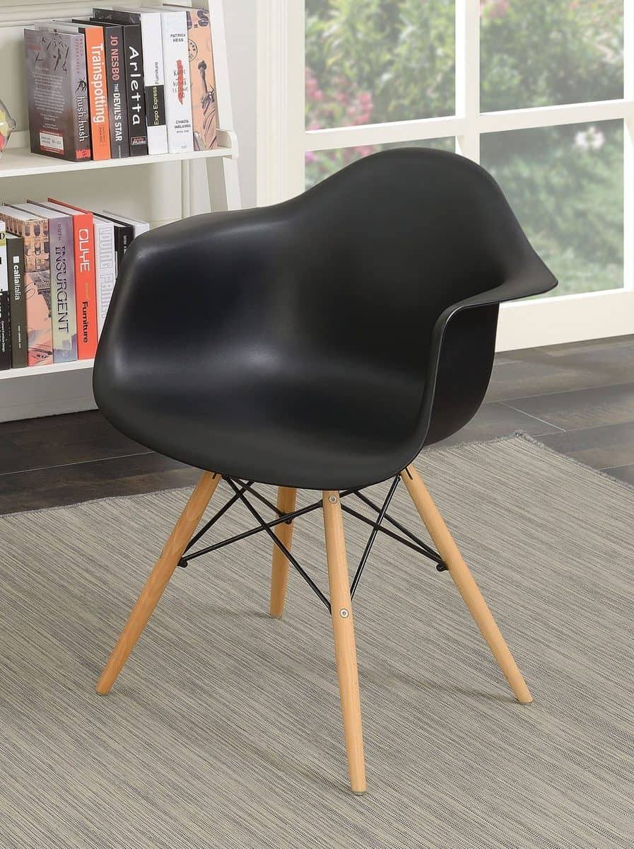 Black Modern Dining Arm Chair Set of 2 Z131213