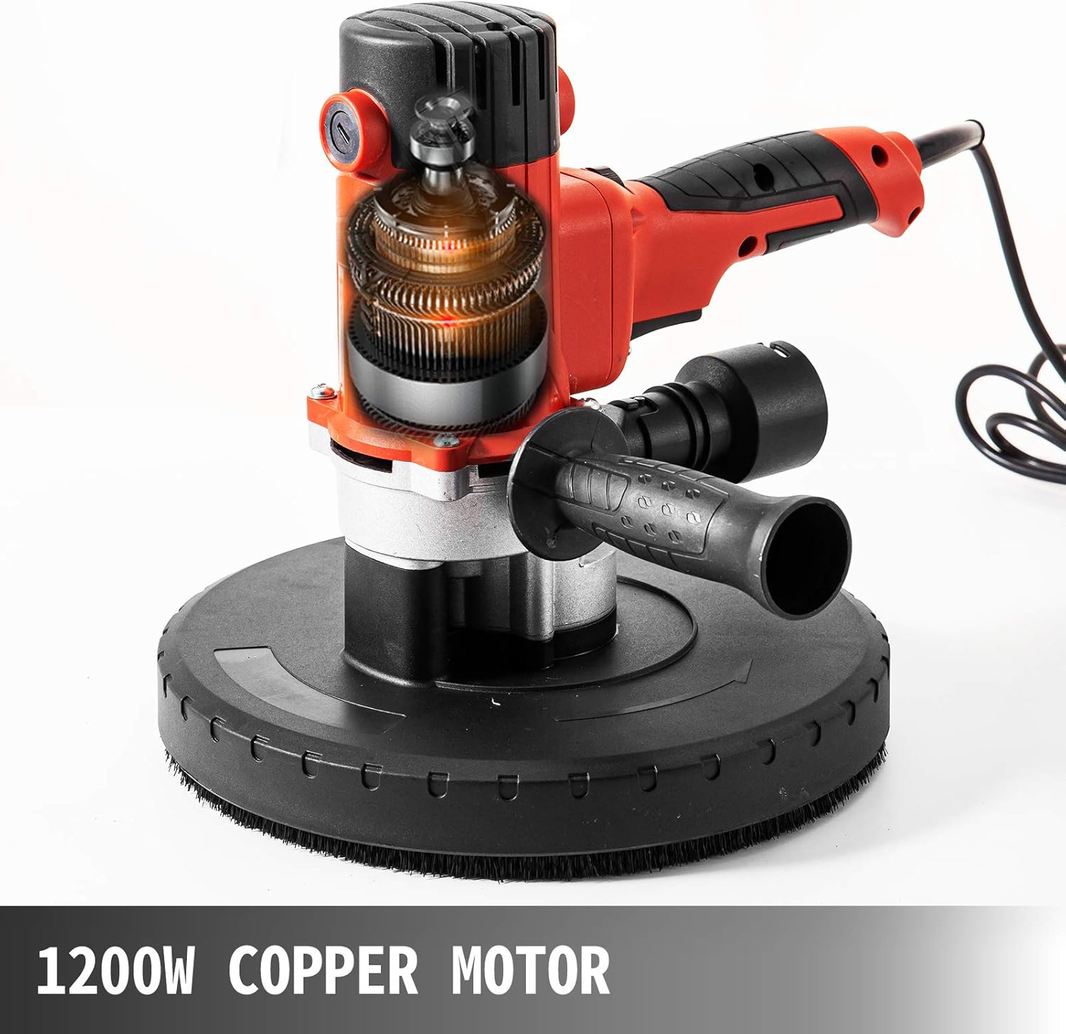 1200W Electric Drywall Sander with Carry Vacuum Bag, 6 pcs Sanding Discs Y18571