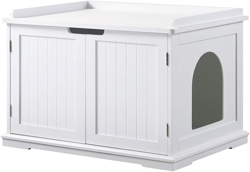 Gray Wooden Cat Litter Box Cover Storage Bench K9827