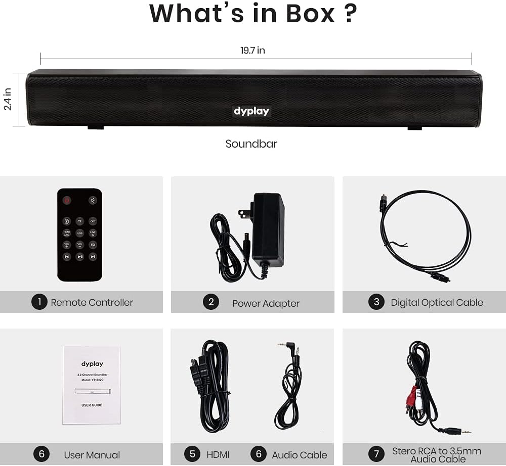 20-inch 100W 2.0 Channel Bluetooth 5.0 Soundbar, Pack of 2 G780484