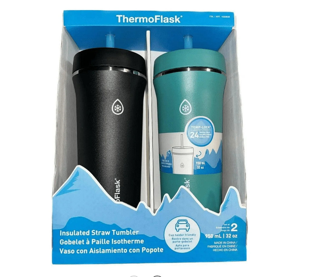 Black/Teal Green 32oz Insulated Straw Tumbler 2-Pack L286816