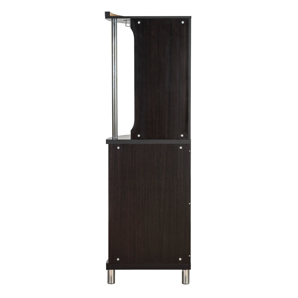 Black Corner Bar with Built-in Wine Rack and Lower Cabinet X956