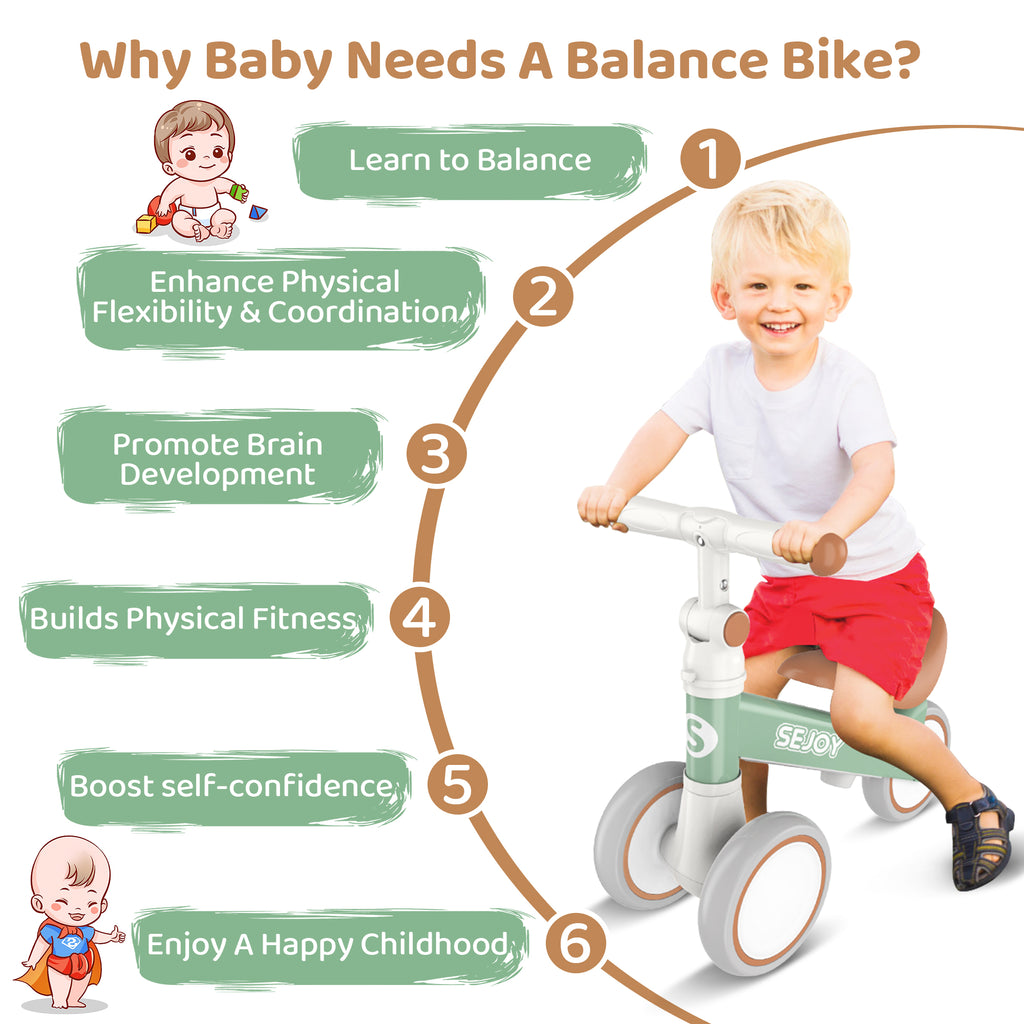 Green 3 Wheels No Pedal Baby Balance Bike R45312