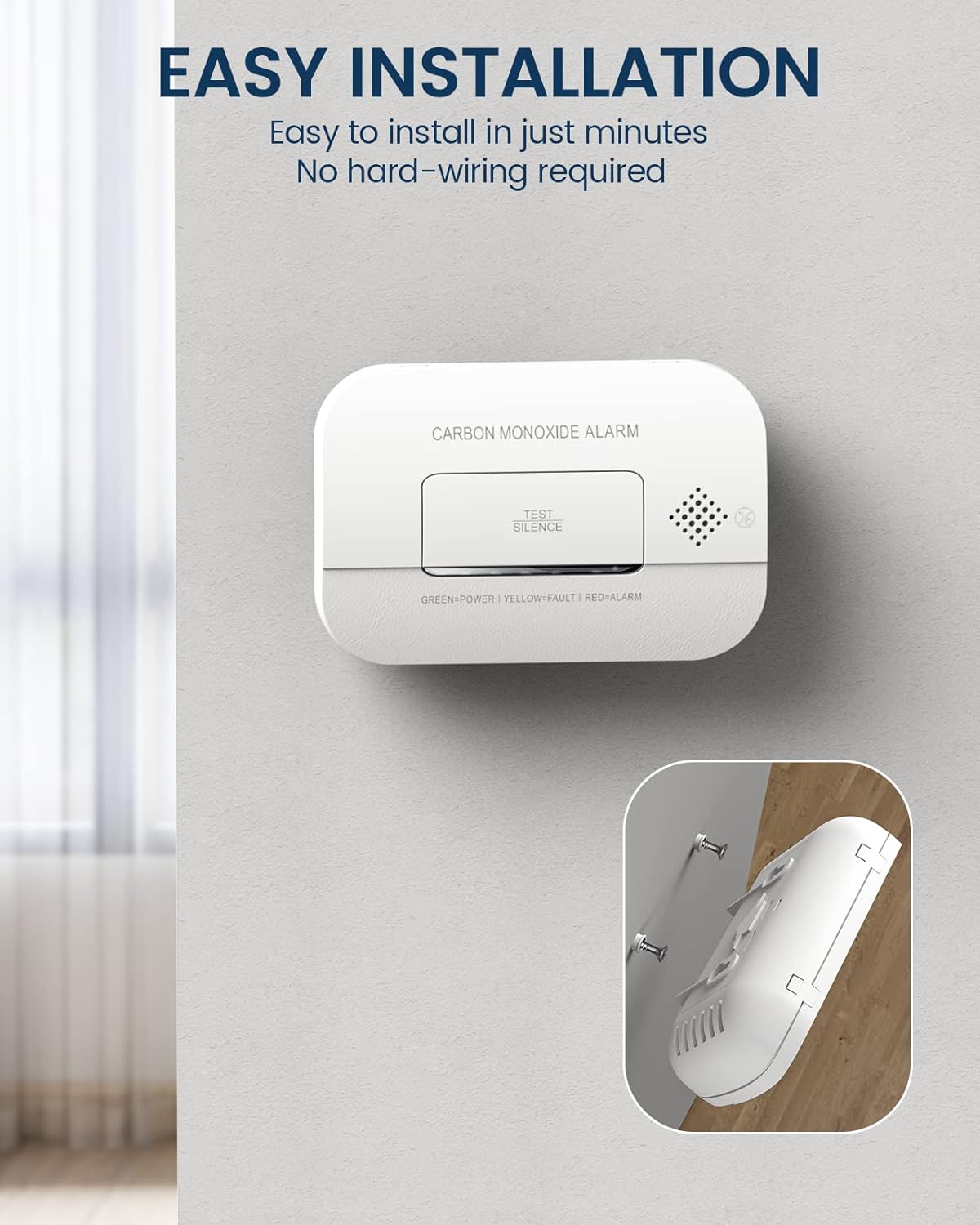 4 Packs Carbon Monoxide Alarm with Test Button Z27270
